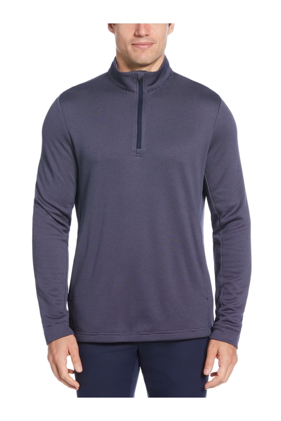 Men's and Big Men's Micro Jacquard 1/4 Zip Golf Sweater, up to Size 5XL
