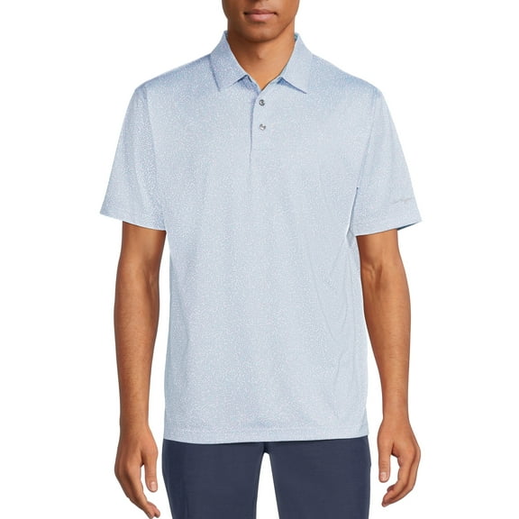 Ben Hogan Men's and Big Men's Mini Botanical Print Golf Polo Shirt, Up to 5XL