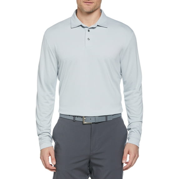 Ben Hogan Men’s and Big Men’s Mini Jacquard Long Sleeve Golf Polo Shirt, up to Size 5XL