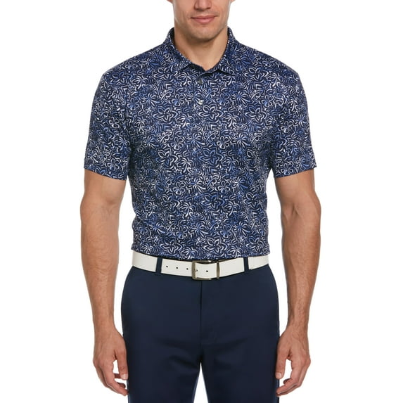 Ben Hogan Men's and Big Men's Multi-Color Hibiscus Print Golf Polo Shirt, up to Size 5X