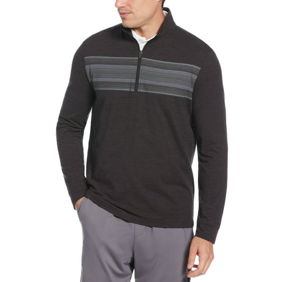 Ben Hogan Men's and Big Men's Multi Color Stripe Chest Print 1/4 Zip Golf Sweater, up to Size 5XL
