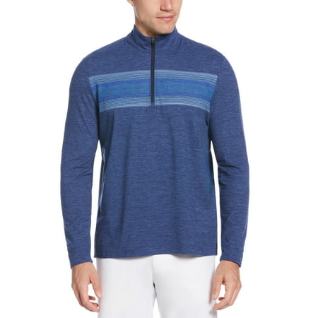 Ben Hogan Men's and Big Men's Multi Color Stripe Chest Print 1/4 Zip Golf Sweater, up to Size 5XL