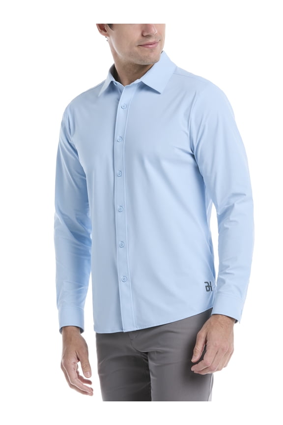 Men's and Big Men's Performance Long Sleeve Button-Down Golf Shirt, Size S-5XL