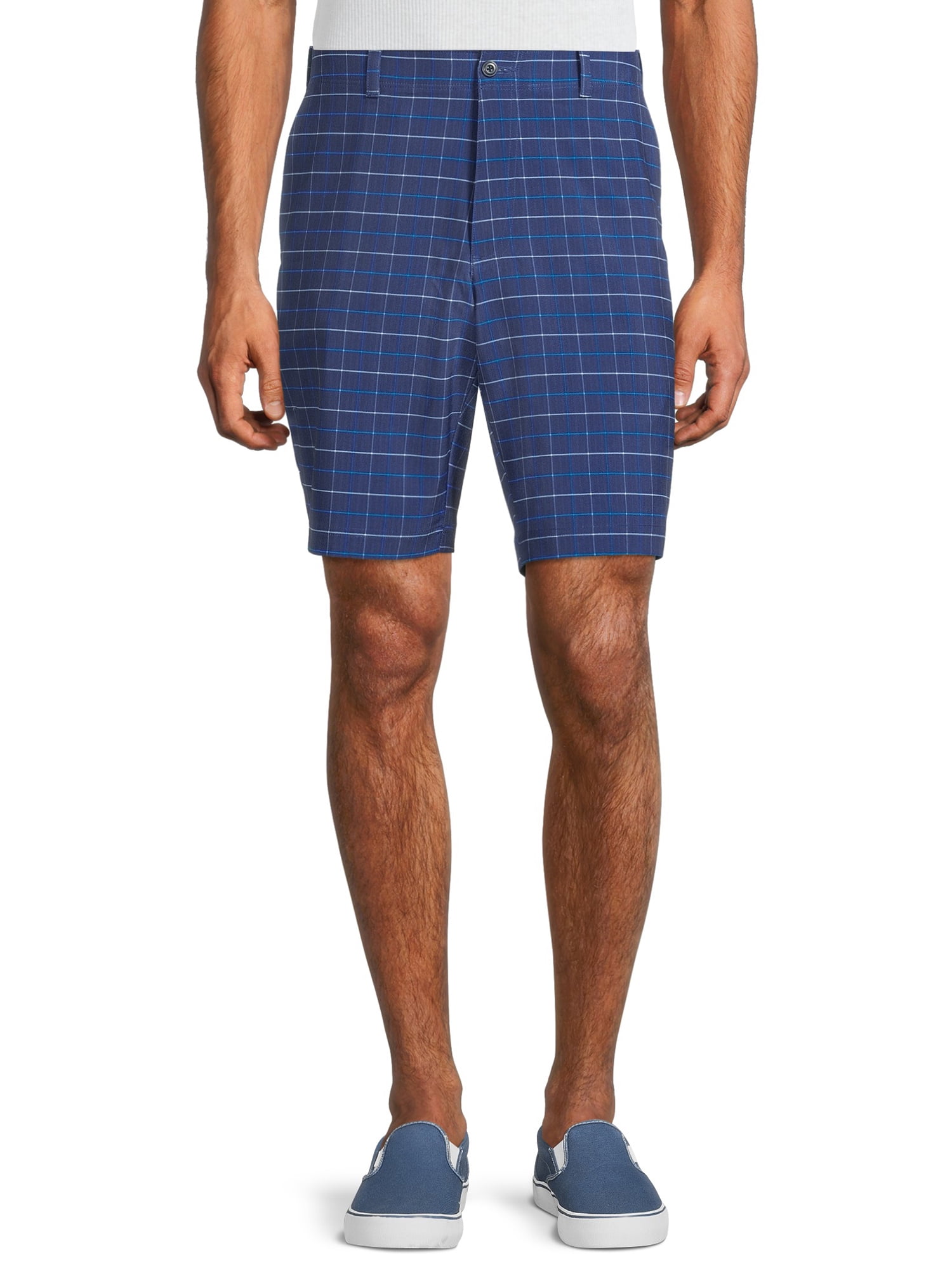 Ben Hogan Men's and Big Men's Performance Plaid Active Flex Waistband 4-Way Stretch Golf Shorts, up to size 54