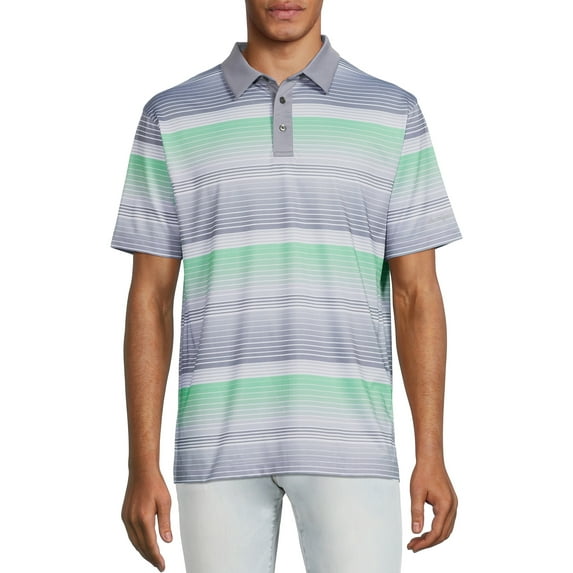 Ben Hogan Men's and Big Men's Performance Short Sleeve Stripe Print Golf Polo Shirt, up to 5XL