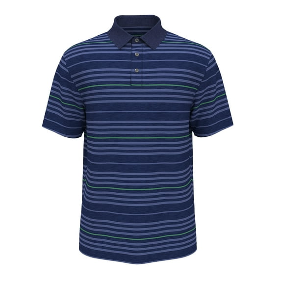 Ben Hogan Men's and Big Men's Short Sleeve Stripe Print Golf Polo Shirt, up to 5XL