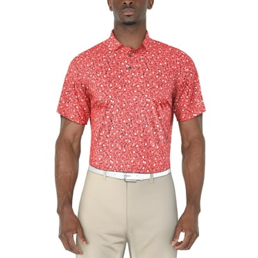 Ben Hogan Men's and Big Men’s Spring Flower Print Short Sleeve Golf Polo Shirt, up to Size 5XL