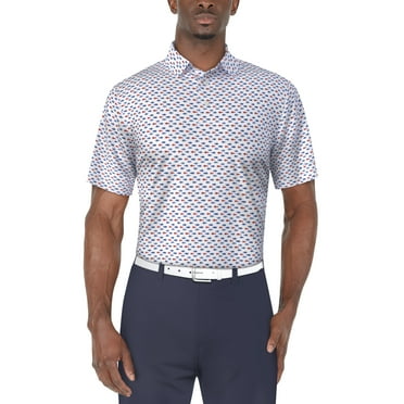 Ben Hogan Men's and Big Men’s Tonal Fish Print Golf Polo Shirt, up to Size 5XL