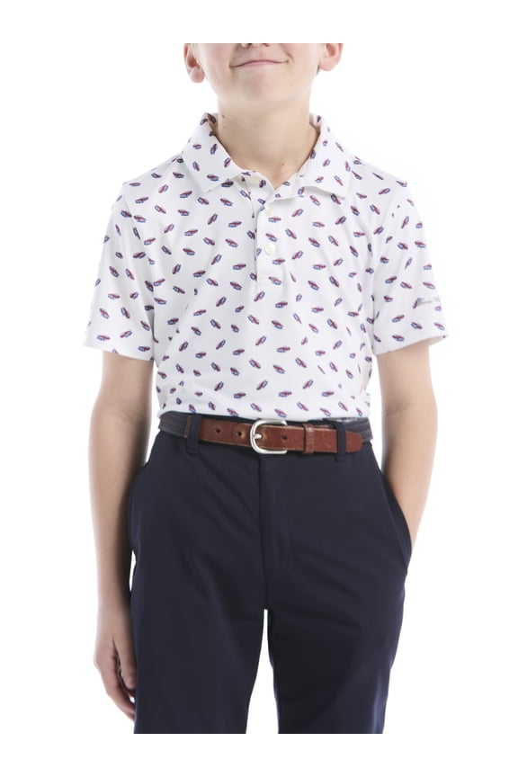 Performance Little Boys and Big Boys Cool Car Printed Short Sleeve Golf Polo Shirt, Sizes 4-18