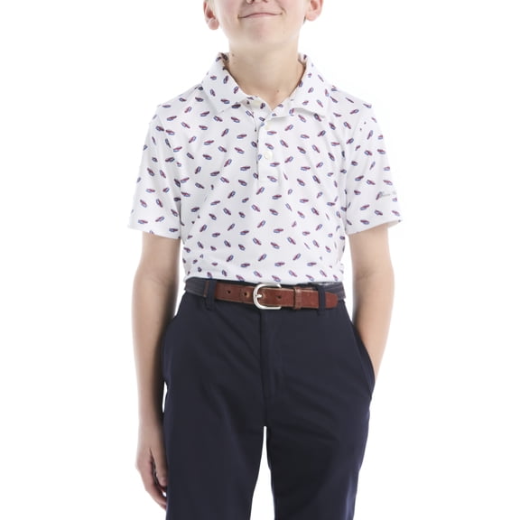 Ben Hogan Performance Little Boys and Big Boys Cool Car Printed Short Sleeve Golf Polo Shirt, Sizes 4-18
