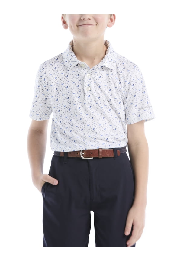 Performance Little Boys and Big Boys Golf Course Printed Short Sleeve Golf Polo Shirt, Sizes 4-18