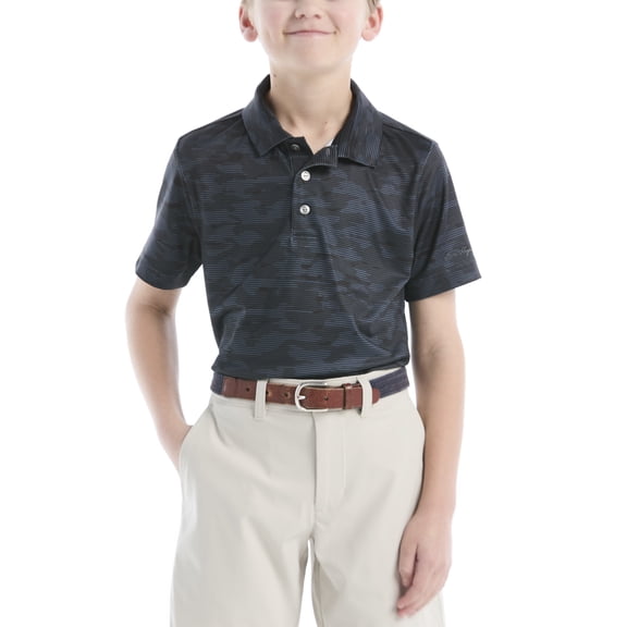Ben Hogan Performance Little Boys and Big Boys Linear Camo Printed Short Sleeve Golf Polo Shirt, Sizes 4-18