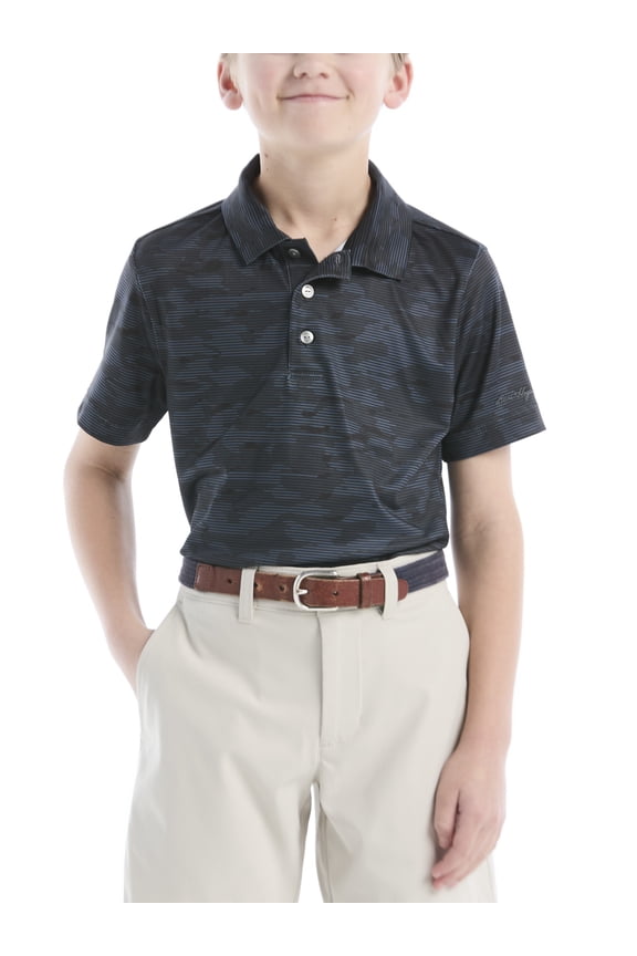 Performance Little Boys and Big Boys Linear Camo Printed Short Sleeve Golf Polo Shirt, Sizes 4-18