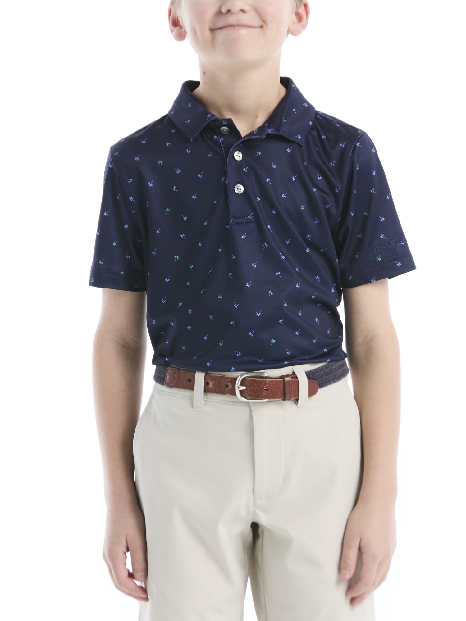 Ben Hogan Performance Little Boys and Big Boys Palm Tree Printed Short Sleeve Golf Polo Shirt, Sizes 4-18