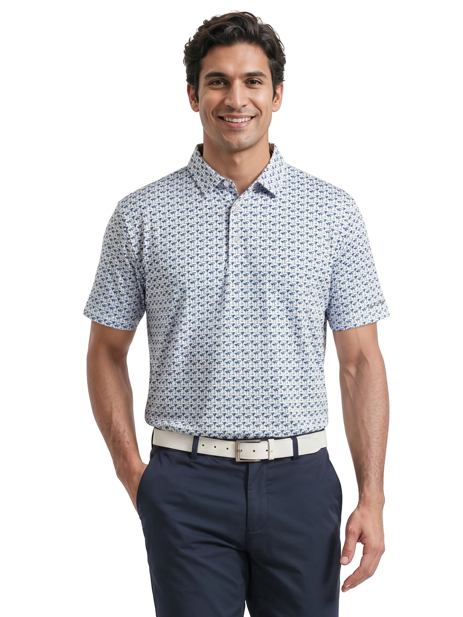 Ben Hogan Performance Men’s & Big Men's All-Over Martini Print Short Sleeve Golf Polo Shirt, Sizes S-4XLT