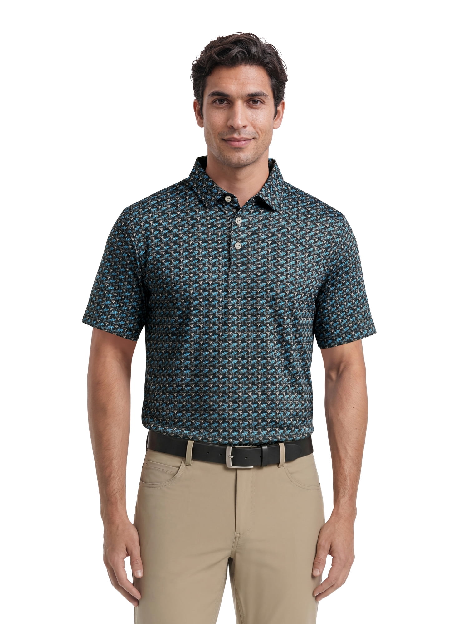Ben Hogan Performance Men’s & Big Men's All-Over Martini Print Short Sleeve Golf Polo Shirt, Sizes S-4XLT