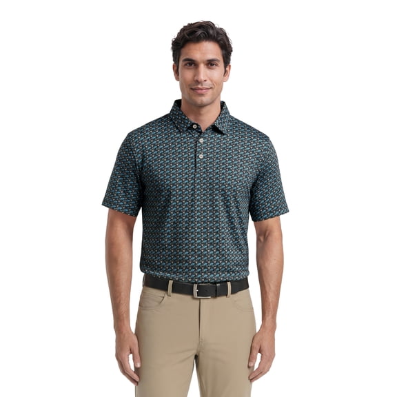 Ben Hogan Performance Men’s & Big Men's All-Over Martini Print Short Sleeve Golf Polo Shirt, Sizes S-4XLT