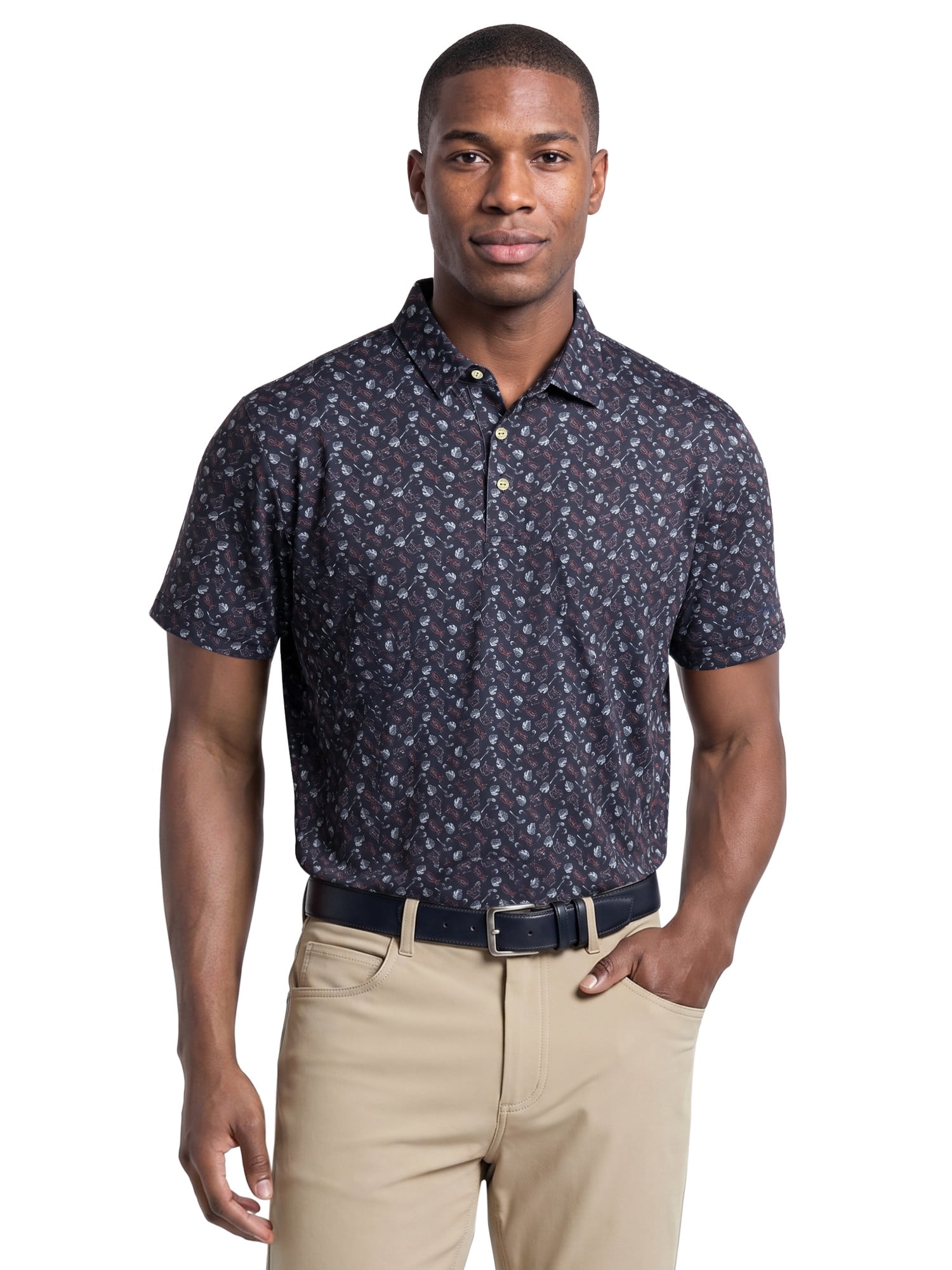 Ben Hogan Performance Men’s & Big Men's All-Over Tossed Print Short Sleeve Golf Polo Shirt, Sizes S-4XLT