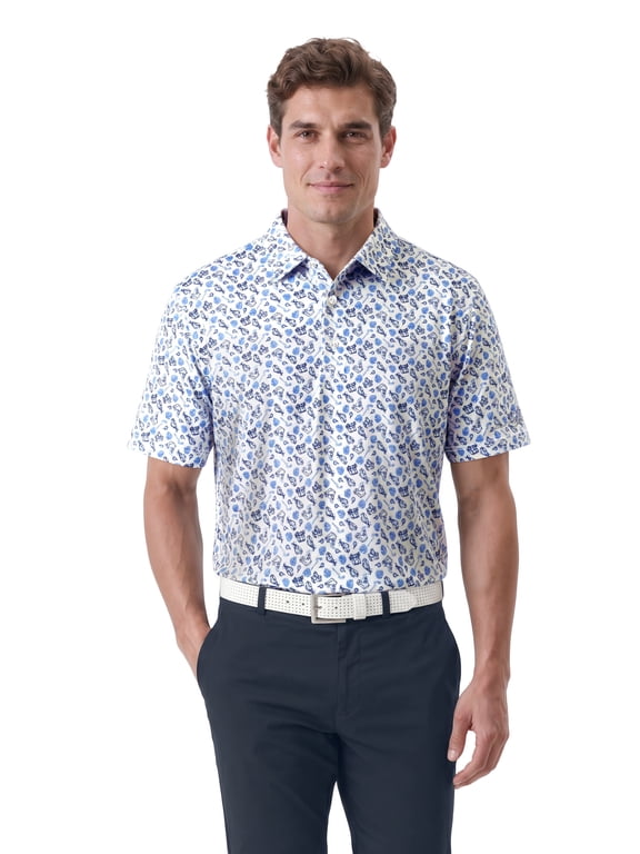 Performance Men’s & Big Men's All-Over Tossed Print Short Sleeve Golf Polo Shirt, Sizes S-4XLT