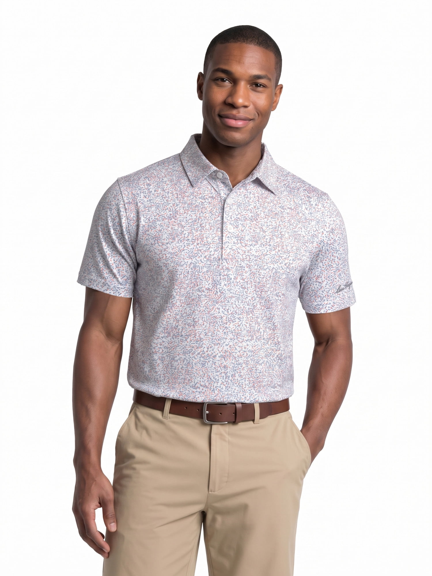 Ben Hogan Performance Men's & Big Men's Confetti Print Short Sleeve Polo Shirt, Sizes S-4XLT