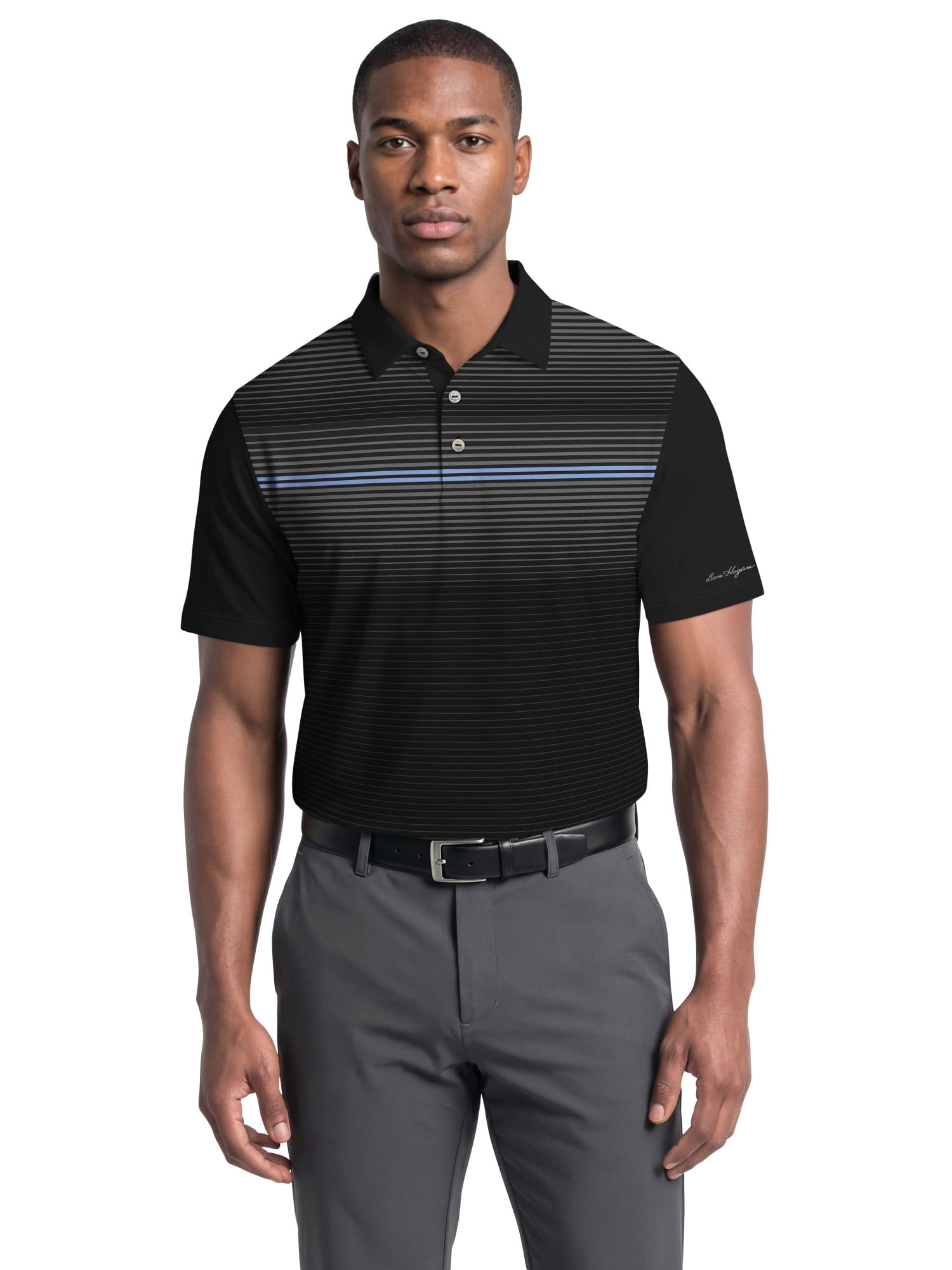 Ben Hogan Performance Men's & Big Men's Fading Stripe Front Panel Short Sleeve Golf Polo Shirt, Sizes S-4XLT