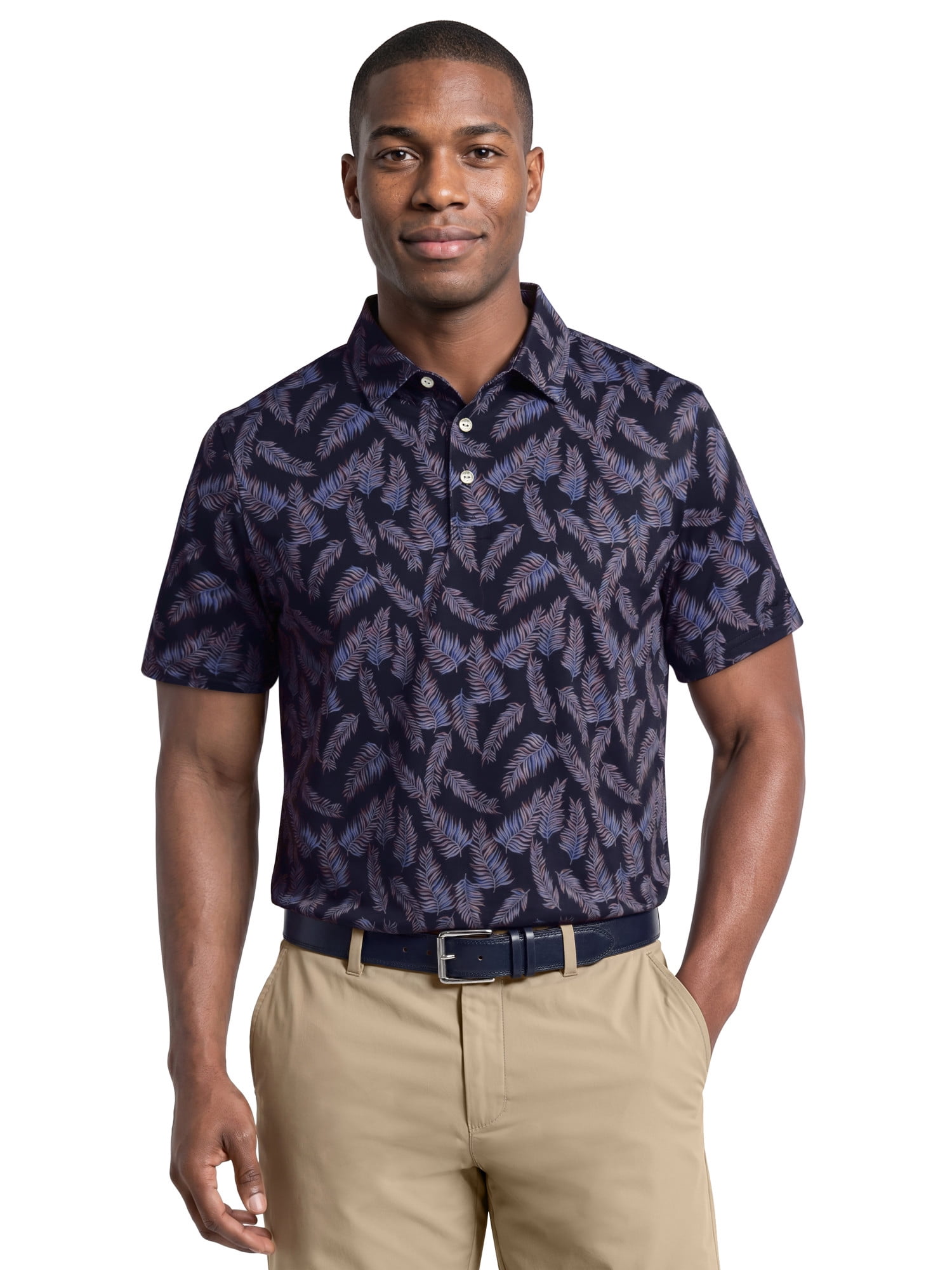 Ben Hogan Performance Men's & Big Men's Fall Leaf Print Short Sleeve Polo Shirt, Sizes S-4XLT