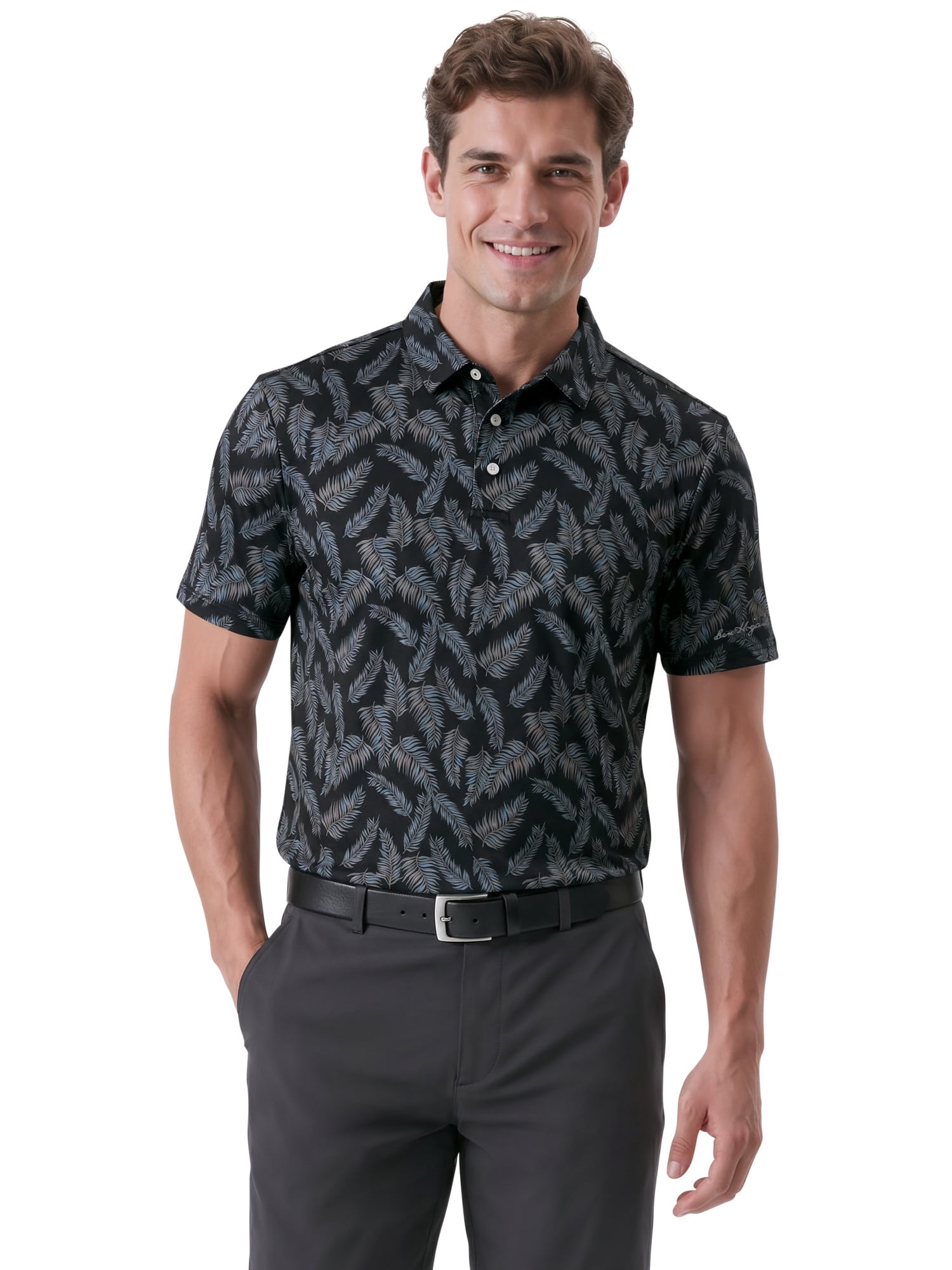 Ben Hogan Performance Men's & Big Men's Fall Leaf Print Short Sleeve Polo Shirt, up to 5XB