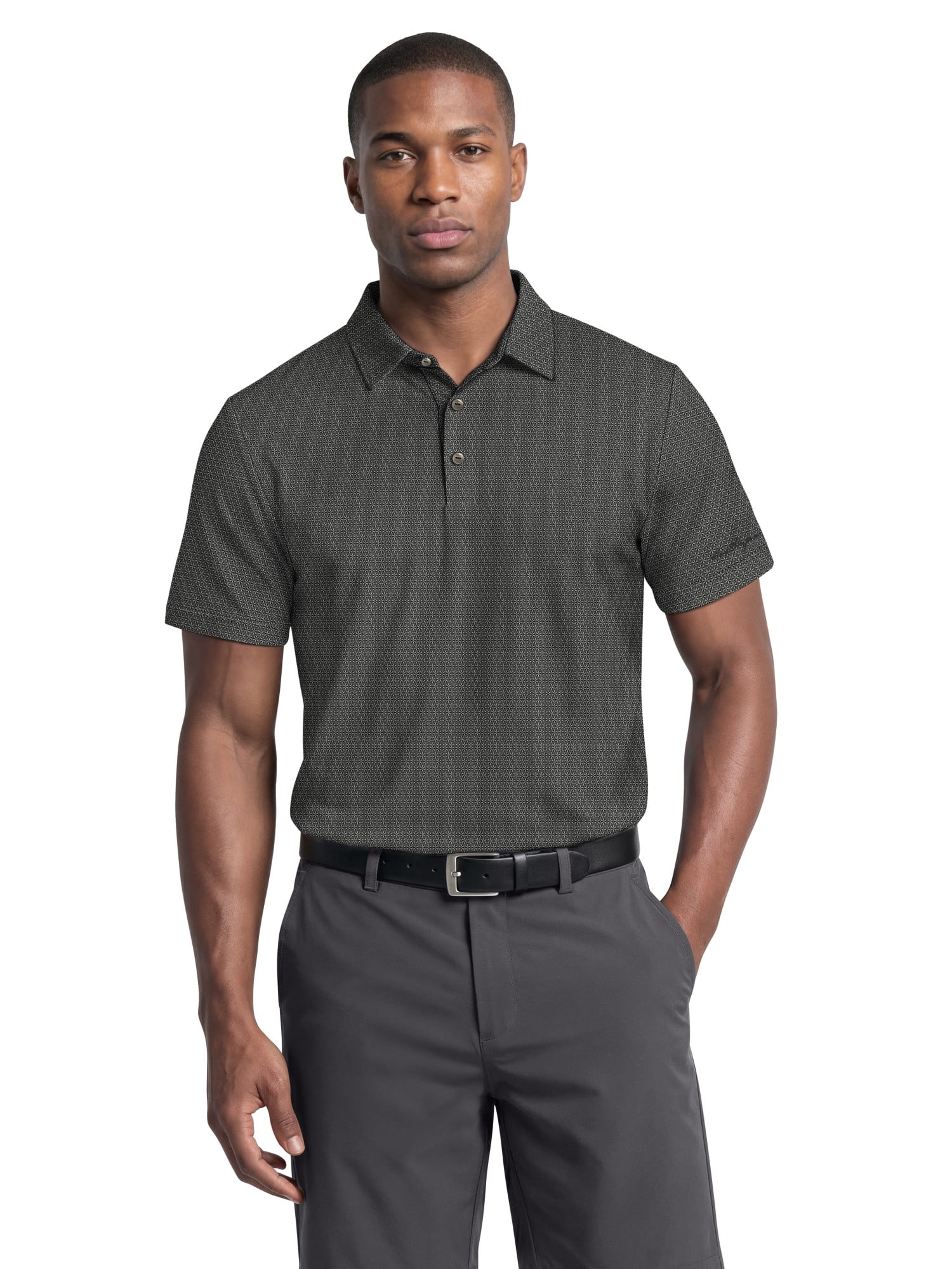 Ben Hogan Performance Men's & Big Men's Flower Geo Print Short Sleeve Golf Polo Shirt, Sizes S-4XLT