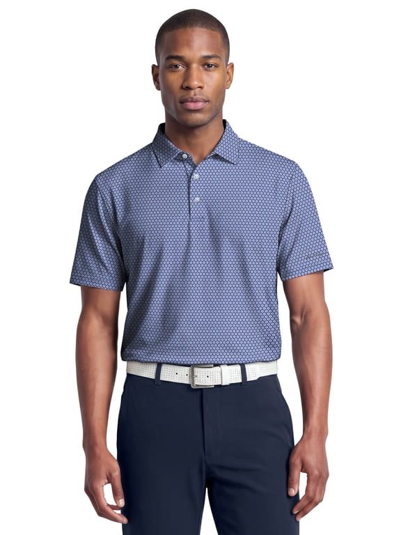 Performance Men's & Big Men's Flower Geo Print Short Sleeve Golf Polo Shirt, Sizes S-4XLT