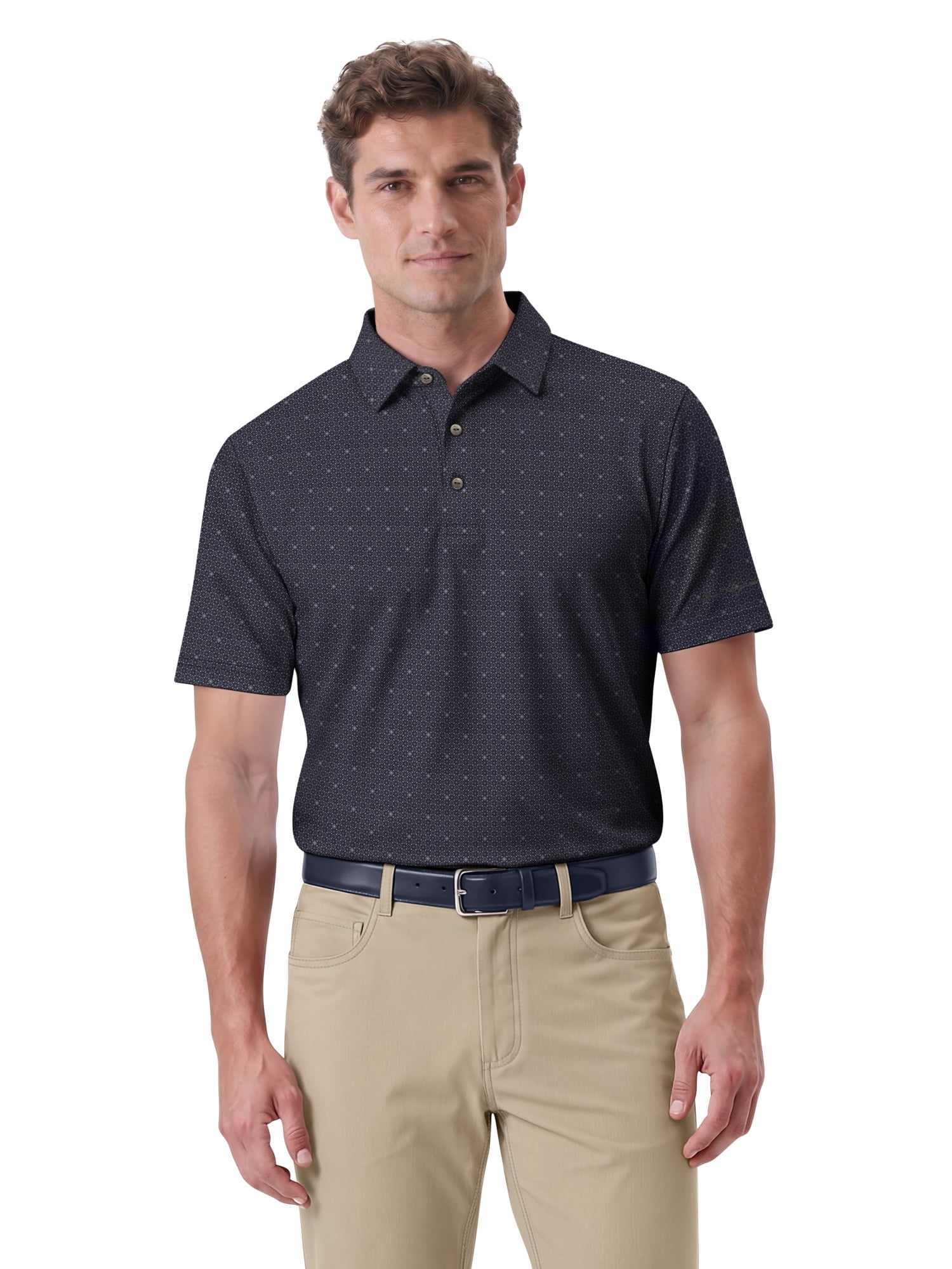 Ben Hogan Performance Men's & Big Men's Gentleman Geo Print Short Sleeve Golf Polo Shirt, Sizes S-4XLT