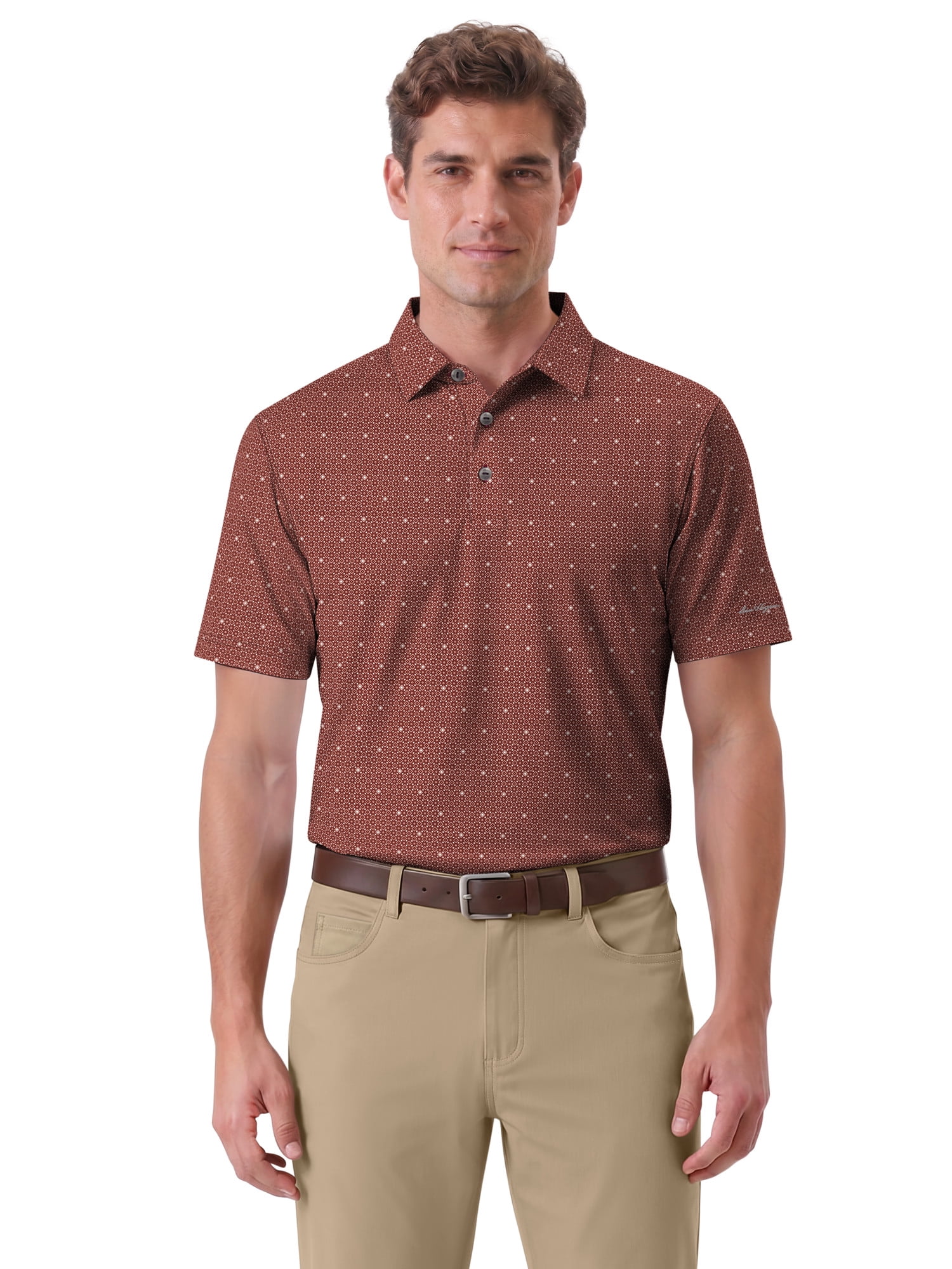 Ben Hogan Performance Men's & Big Men's Gentleman Geo Print Short Sleeve Golf Polo Shirt, Sizes S-4XLT