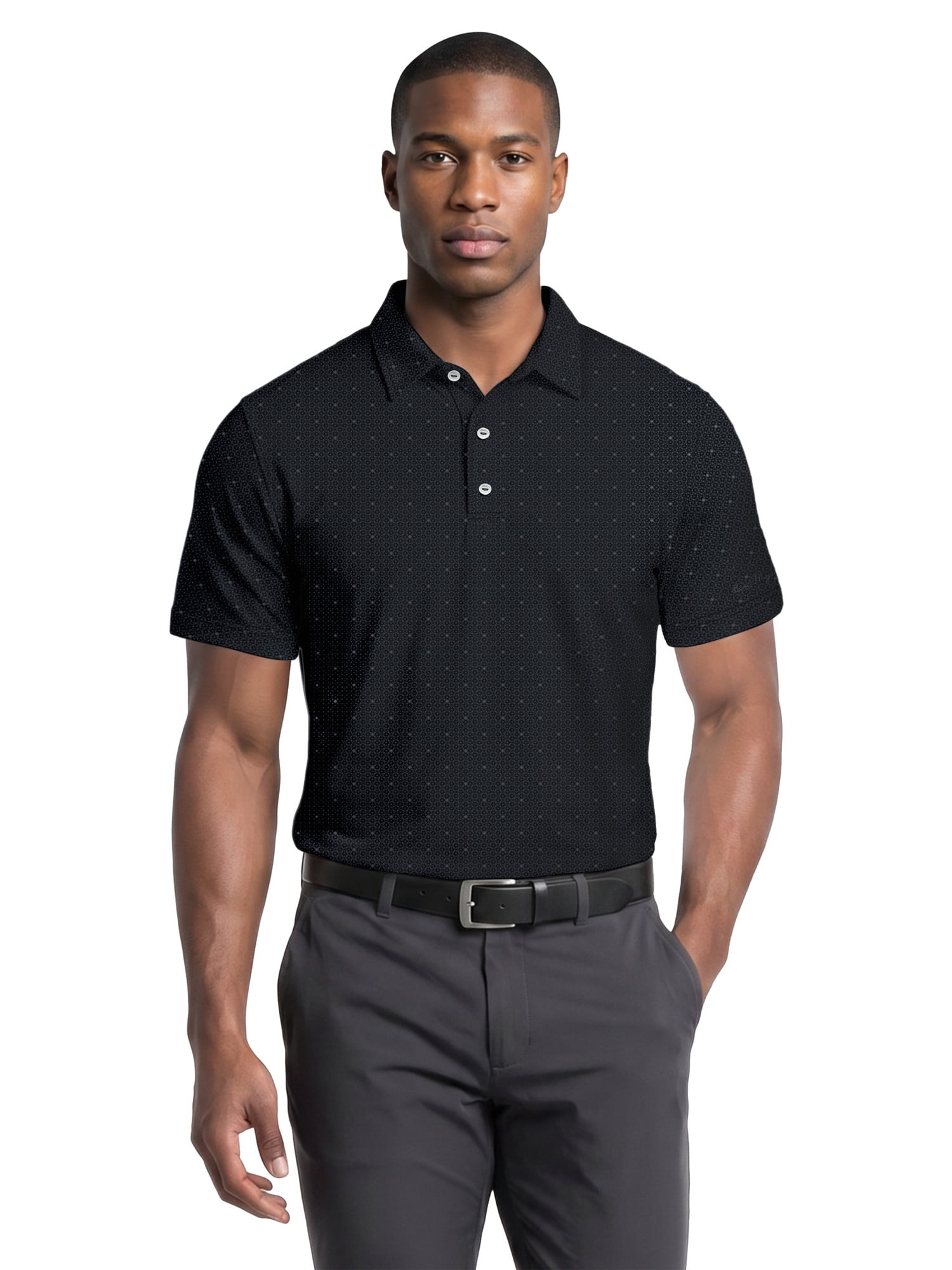 Ben Hogan Performance Men's & Big Men's Gentleman Geo Print Short Sleeve Golf Polo Shirt, Sizes S-4XLT