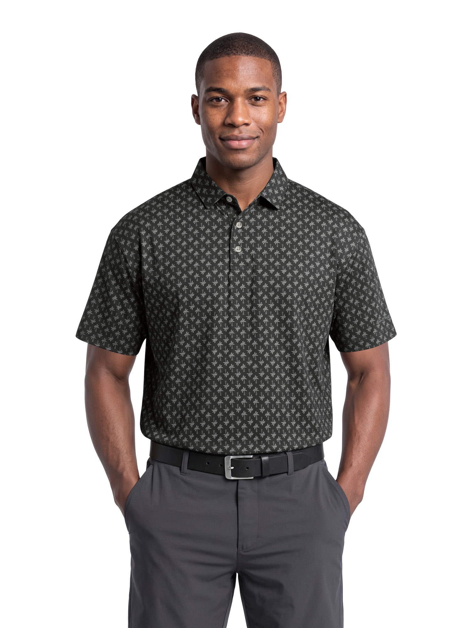 Ben Hogan Performance Men’s & Big Men's Heathered Palm Short Sleeve Golf Polo Shirt, Sizes S-4XLT