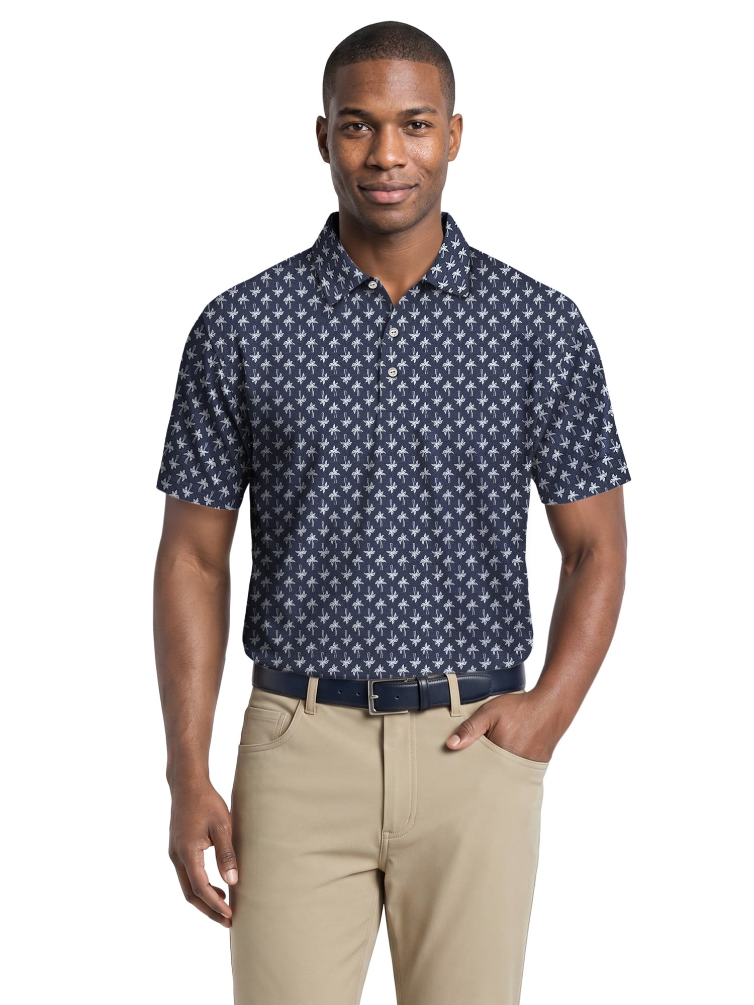 Ben Hogan Performance Men’s & Big Men's Heathered Palm Short Sleeve Golf Polo Shirt, Sizes S-4XLT
