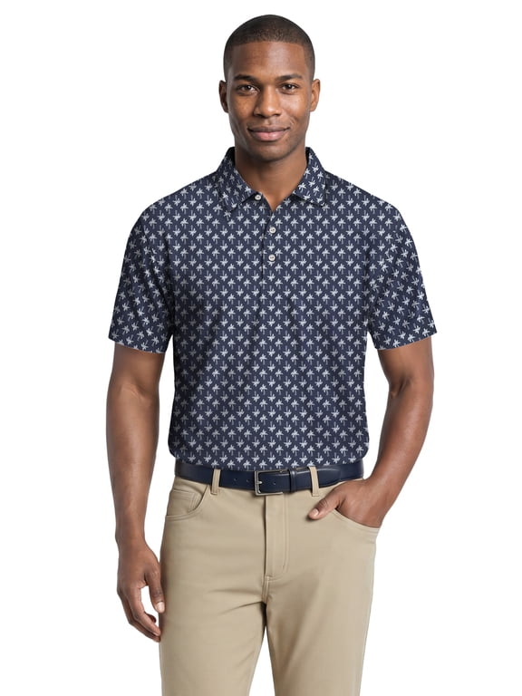 Performance Men’s & Big Men's Heathered Palm Short Sleeve Golf Polo Shirt, Sizes S-4XLT