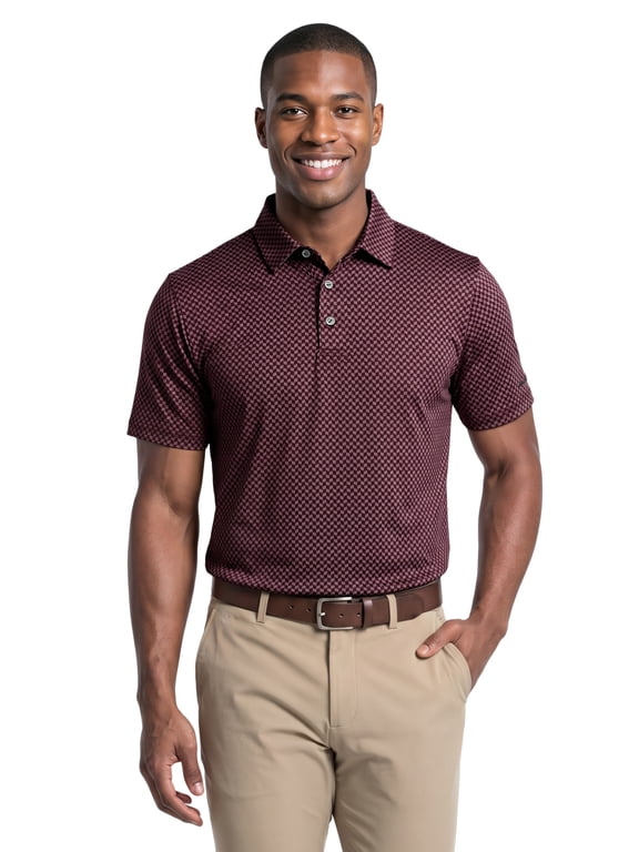 Performance Men's & Big Men's Herringbone Print Short Sleeve Golf Polo Shirt, Sizes S-4XLT