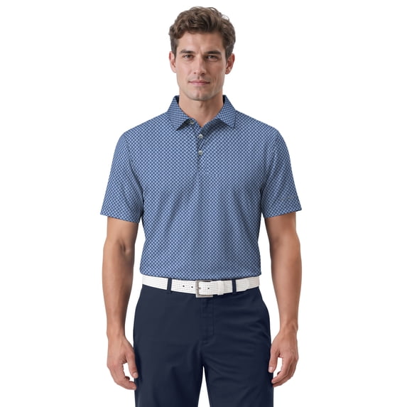 Ben Hogan Performance Men's & Big Men's Herringbone Print Short Sleeve Golf Polo Shirt, Sizes S-4XLT