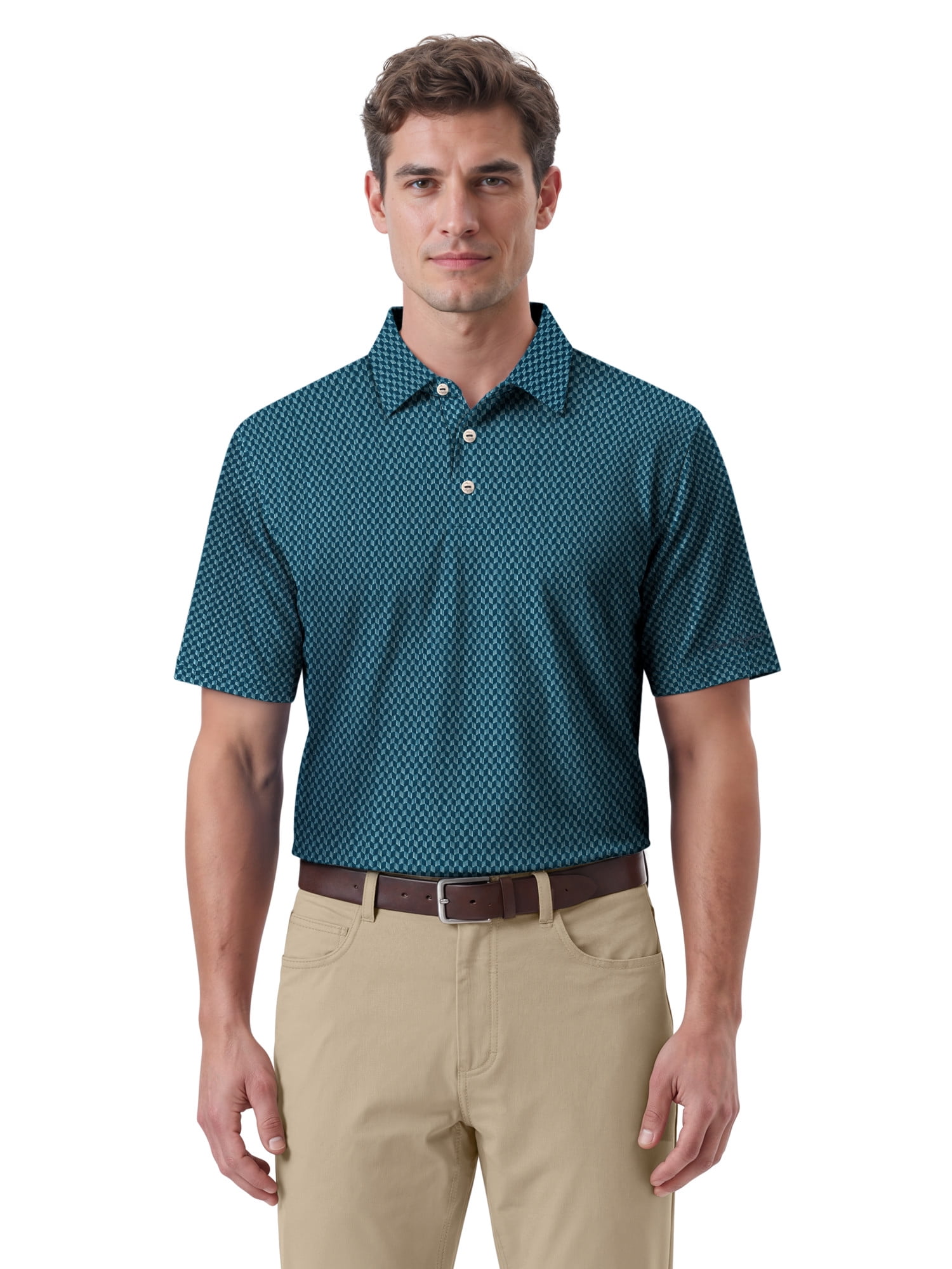Ben Hogan Performance Men's & Big Men's Herringbone Print Short Sleeve Golf Polo Shirt, Sizes S-4XLT