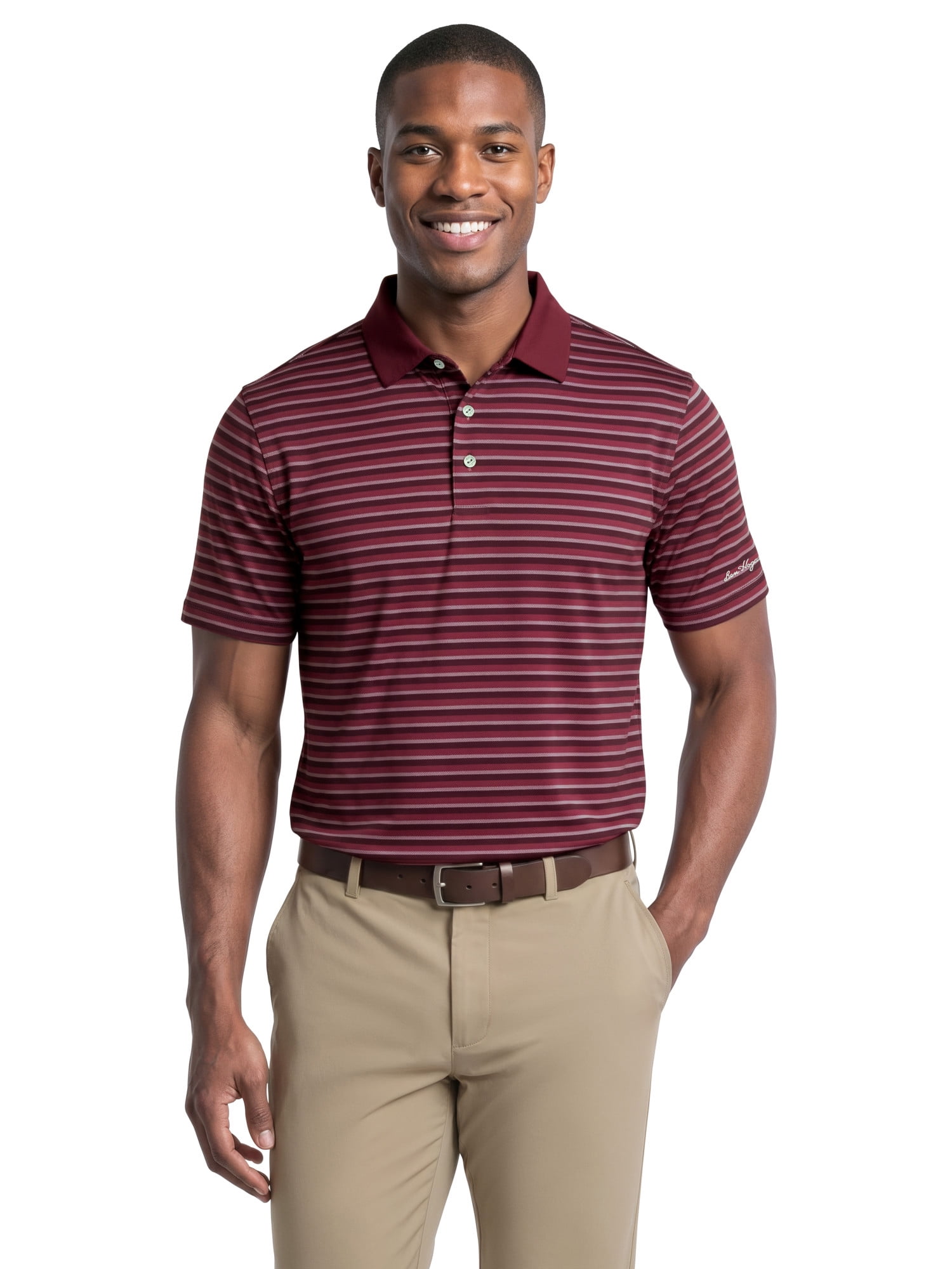 Ben Hogan Performance Men’s & Big Men's Herringbone Stripe Short Sleeve Golf Polo Shirt, Sizes S-4XLT