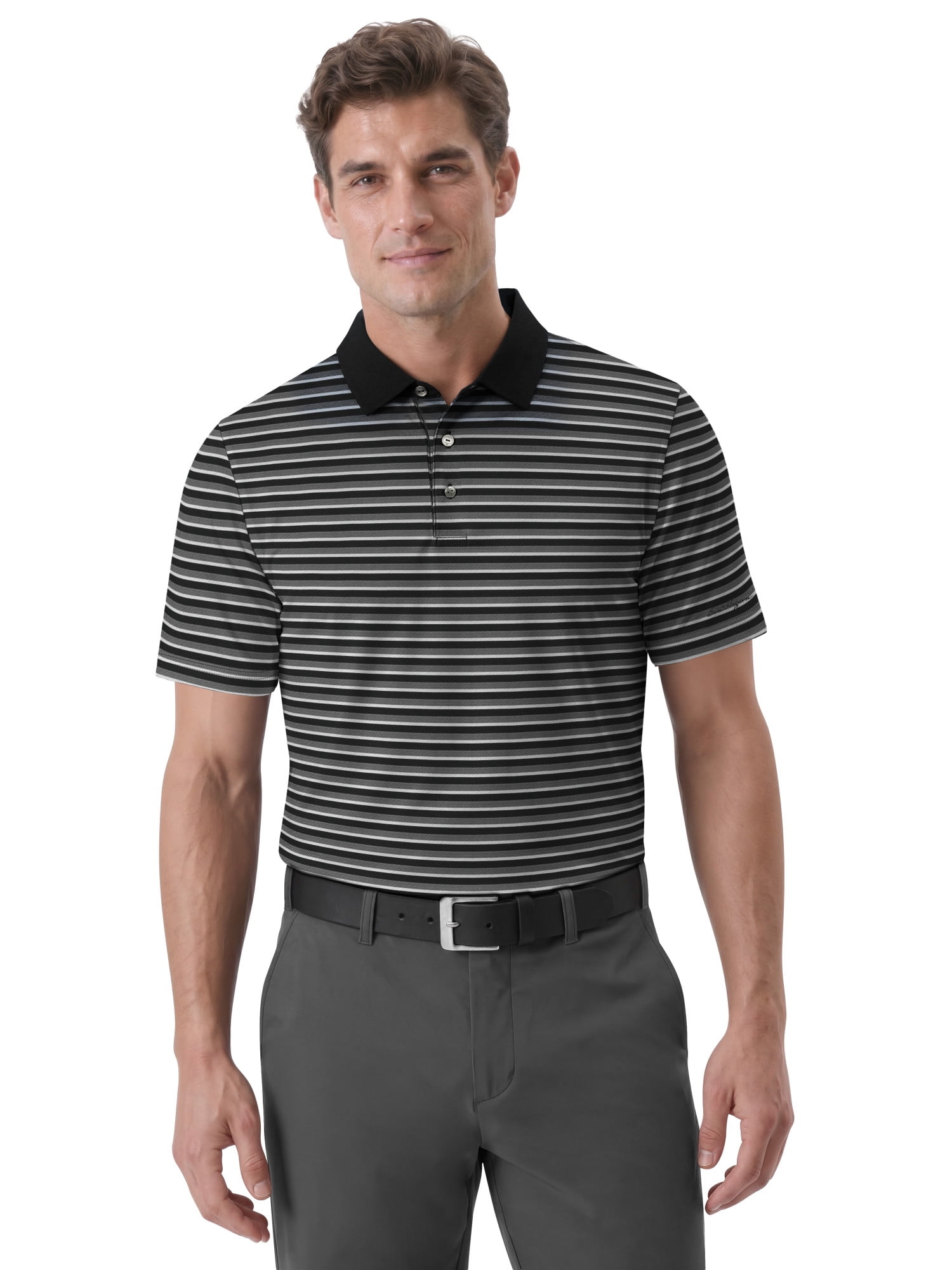 Ben Hogan Performance Men’s & Big Men's Herringbone Stripe Short Sleeve Golf Polo Shirt, Sizes S-4XLT