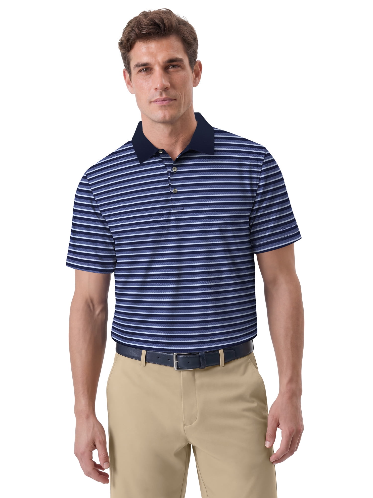 Ben Hogan Performance Men’s & Big Men's Herringbone Stripe Short Sleeve Golf Polo Shirt, Sizes S-4XLT