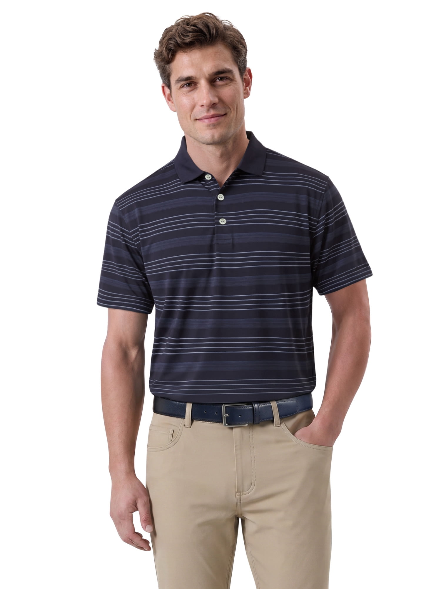Ben Hogan Performance Men’s & Big Men's Herringbone Stripe Short Sleeve Golf Polo Shirt, Sizes S-4XLT