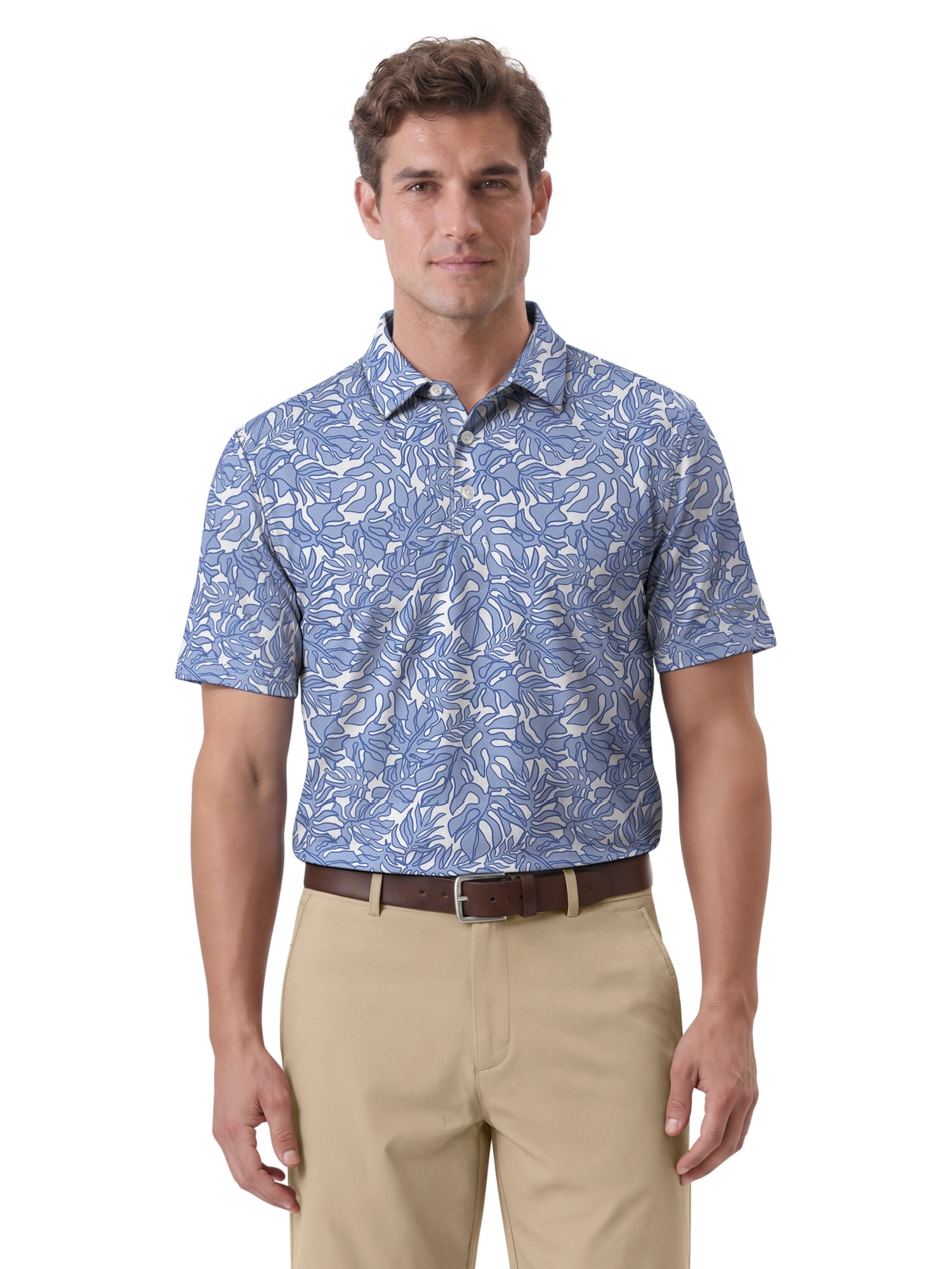 Ben Hogan Performance Men's & Big Men's Tropical Print Short Sleeve Polo Shirt, Sizes S-4XLT