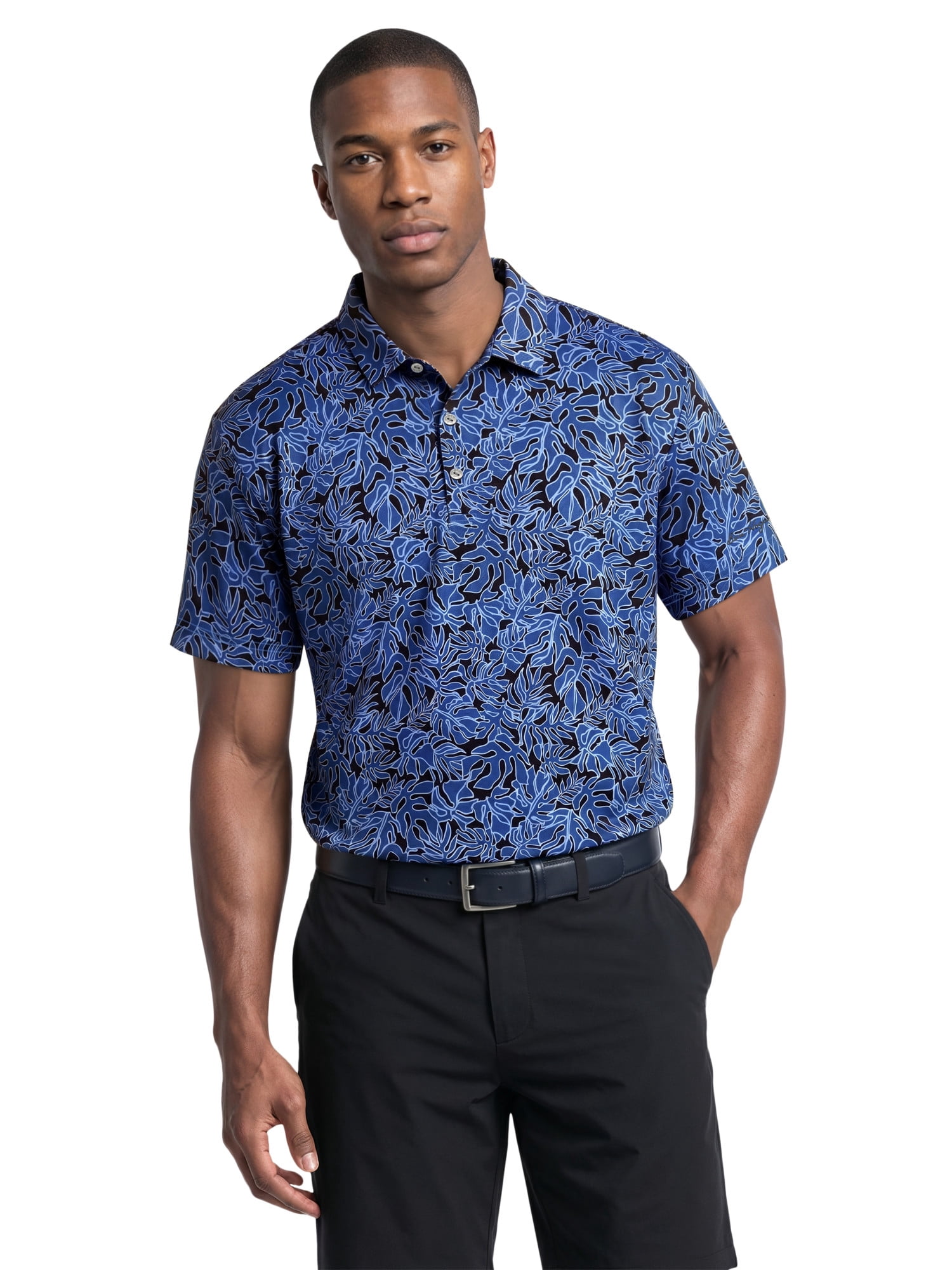 Ben Hogan Performance Men's & Big Men's Tropical Print Short Sleeve Polo Shirt, up to 5XB