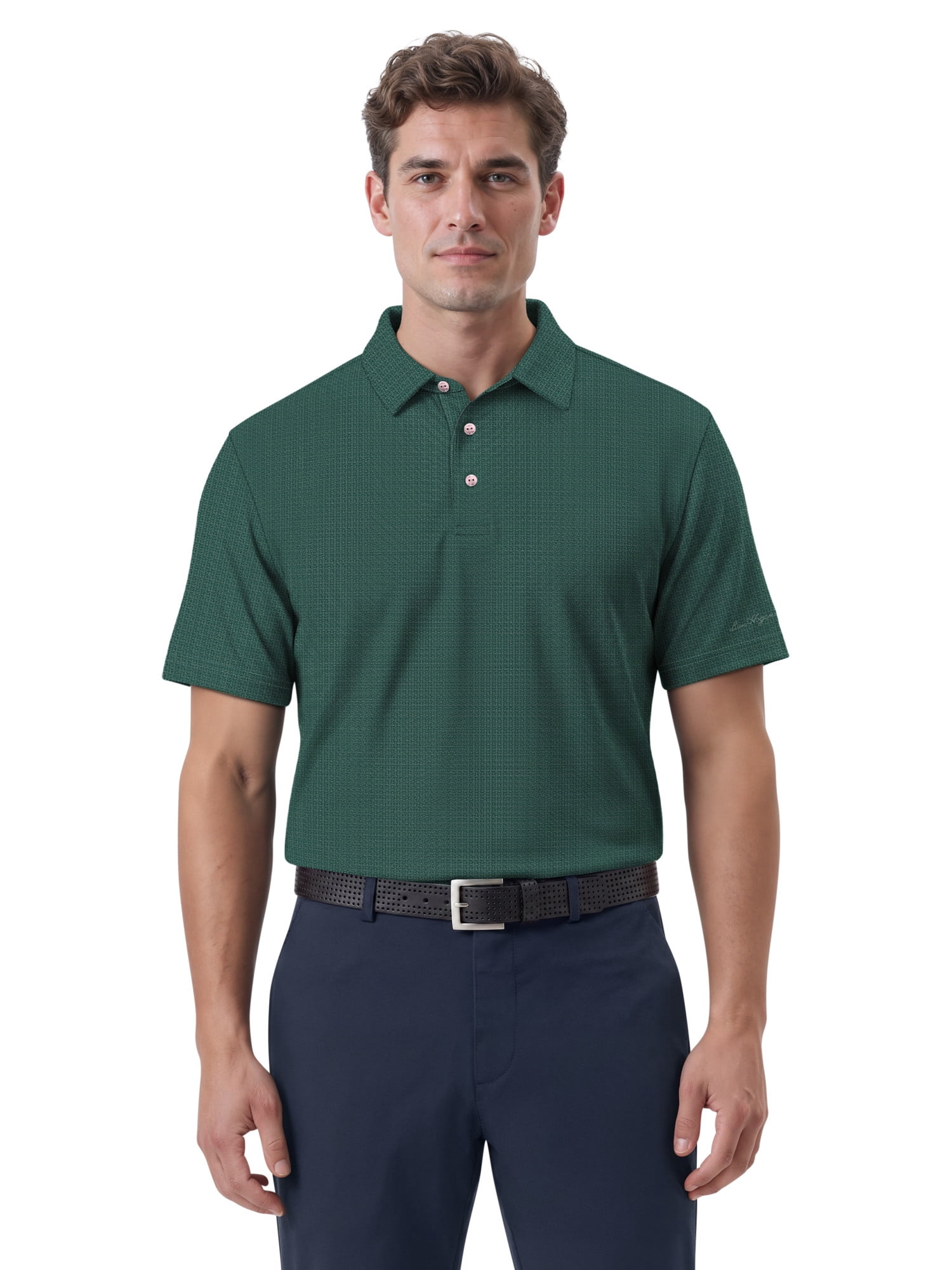 Ben Hogan Performance Men's & Big Men's Two-Color Jacquard Pattern Short Sleeve Golf Polo Shirt, Sizes S-4XLT