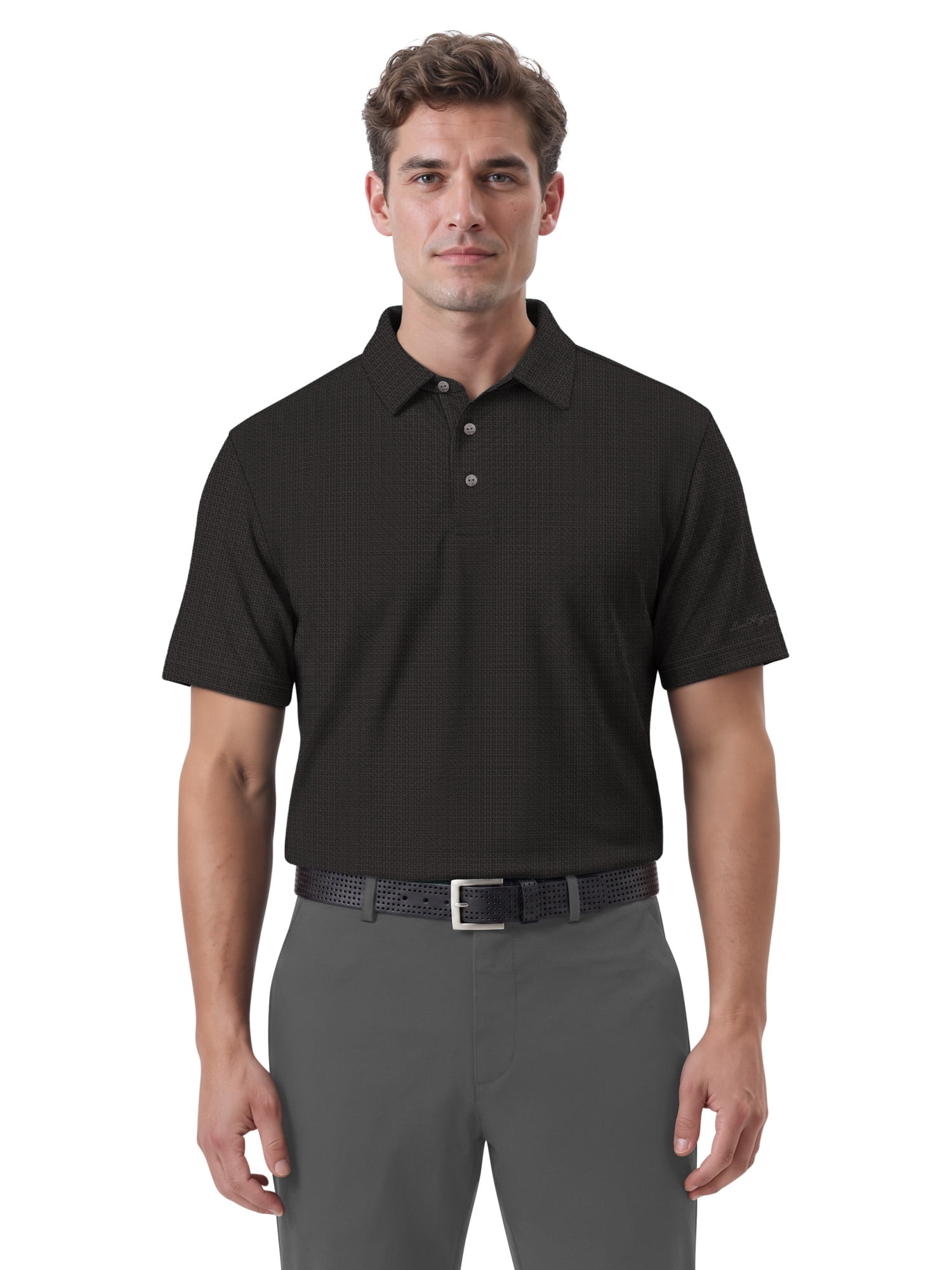 Ben Hogan Performance Men's & Big Men's Two-Color Jacquard Pattern Short Sleeve Golf Polo Shirt, Sizes S-4XLT