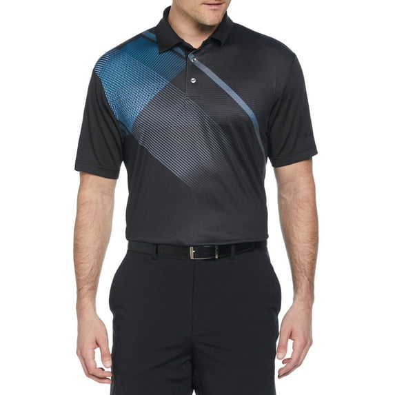 Ben Hogan Performance Men’s and Big Men’s Eco Asymmetric Geo Print Short Sleeve Golf Polo Shirt, up to Size 5XL
