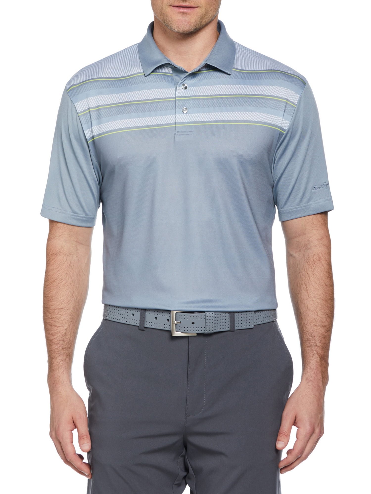 Ben Hogan Performance Men’s and Big Men’s Eco Birdseye Block Short Sleeve Golf Polo Shirt, up to Size 5XL