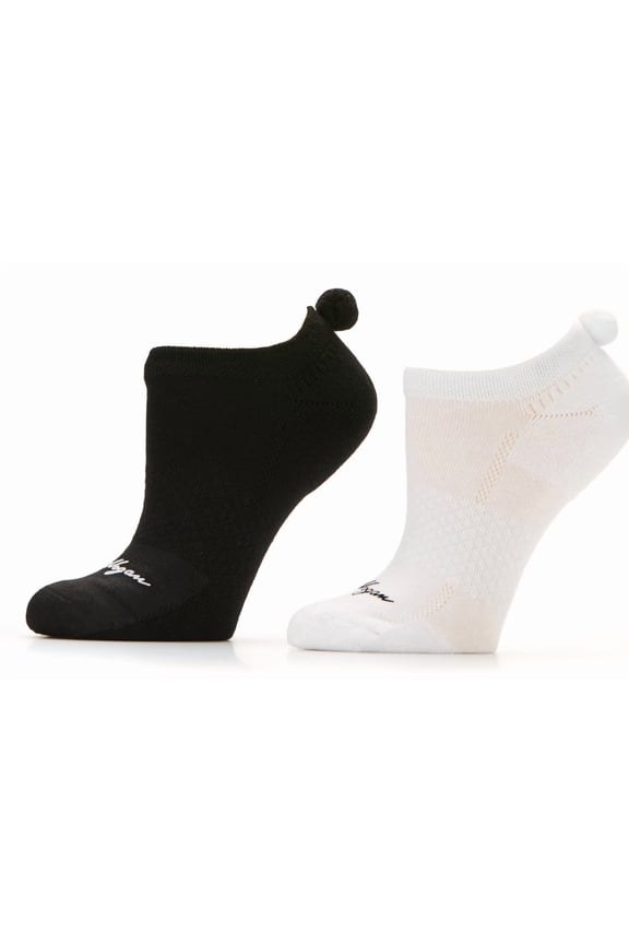 Pom Pom Low Cut Golf 2 Pack White/Black/Assorted Socks Women 4 - 10.5