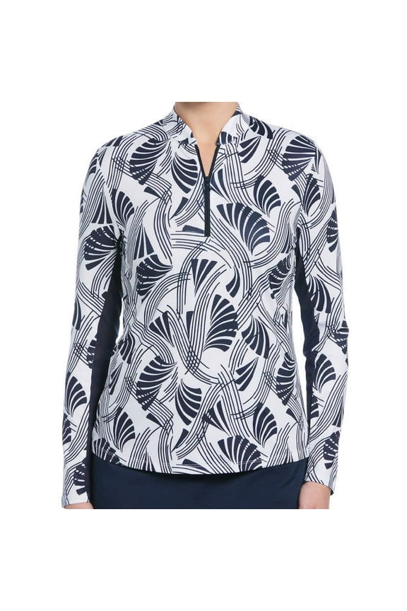 Printed Leaf Sun Protection Bright White/Multi Shirt Women XS